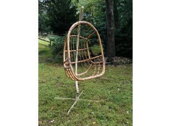 Mid Century 1970s Eggshaped Bamboo Hanging Chair #125