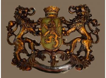 Medieval Decor Wall Sculpture Royal Lions Coat Of Arms Brand New 20.5'H X 29.5'W   #11