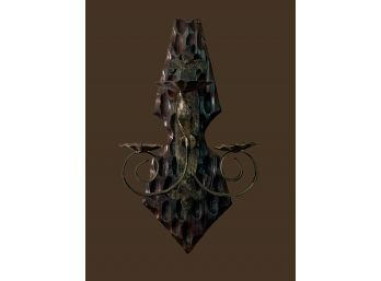 Wood And Iron Three Candle Wall Sconce #9