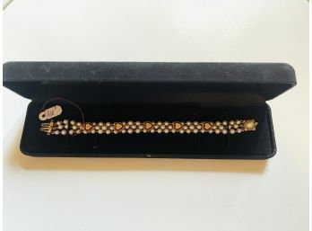 14kt Solid Gold Triple Strand Pearl Bracelet  #130
