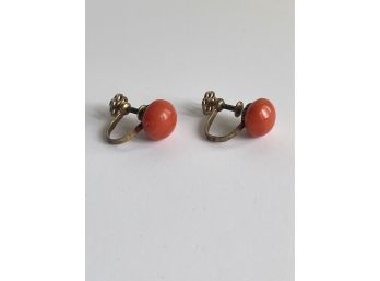 Vintage 800 Silver Coral Earrings #120