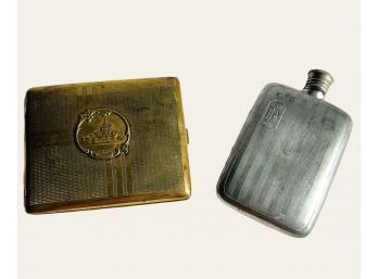 Vintage Cigarette Case And Vintage Monogrammed Flask #26