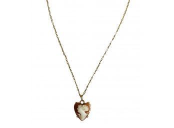 Cameo Heart Pendant In 14K Yellow Gold W/chain   #59