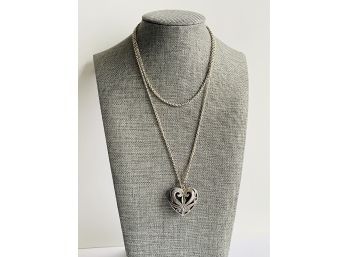 925 Sterling Silver Heart Pendant And Silver Chain 30 Inch #3