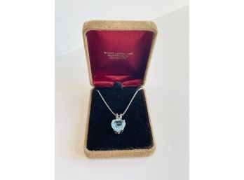 Elegant 925 Silver Aquamarine Gemstone Pendant Necklace #48