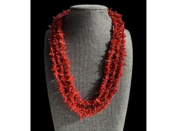 LUC Coral 925 Necklace Signed #30