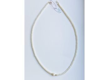 14k Yellow Gold Round Pearl Necklace  #153