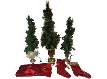 Christmas Trees (not Tested ), Stockings And Tree Skirt (brand New) #100