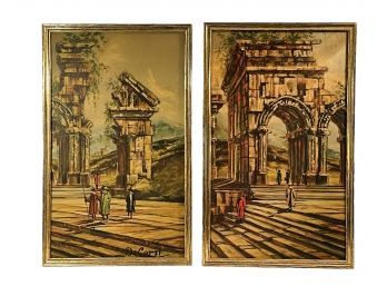 32 X 19.5 Set Of 2 Mid Century Arci De Roma De Corsi Prints, Framed  #84