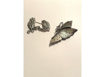 Lot Of 2 Sterling Silver Vintage Brooches #58