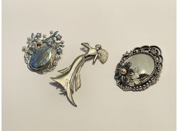 Lot Of 3 Vintage Brooches #42