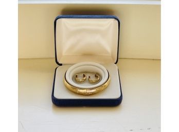 Vintage 10k Yellow Gold Michael Anthony Bangle Bracelet And Earrings Set 3.7 GR #21