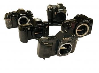 Lot Of 4 Vintage Camera Bodies And 1 Nikon Camera #73