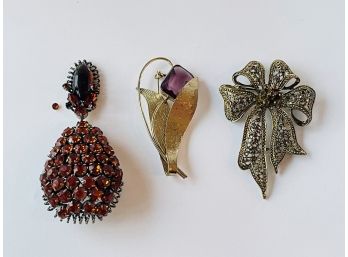 Gorgeous Lot Of 3 Art Deco Vintage Brooches #34