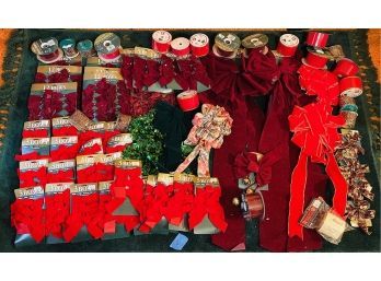 Large Lot Of Vintage Christmas Bows And Ribbons  #1