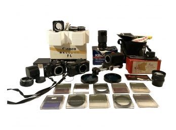 Large Lot Of Vintage Camera Bodies, Lenses And Accessories #82