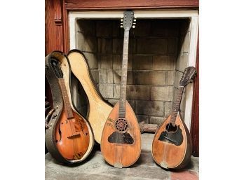 Strad-O-Lin Vintage Mandolin In Vintage Case And 2 Vintage Mandolines #111