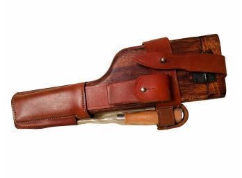 Hand-crafted Wood Butt Stock Holster With A Leather Belt Harness And Cleaning Rod #178