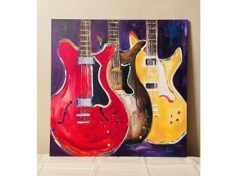 35.5 X 35.5 Modern Colorful Guitar Art Signed #37