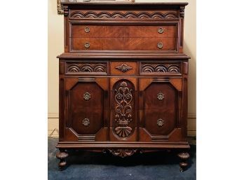 Beautiful Antique French Provincial Carved Wood Dresser Chest 51 1/2'H X 40'W X 20'D #163