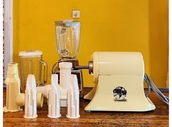 The Champion Classic Juicer Heavy Duty (missing Some Parts) And Osterizer Imperial IV Chrome Base Blender #157