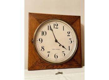 Early 20th Century Seth Thomas Wall Clock With Key - Tested And Works #20