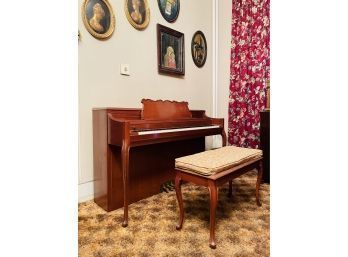 Compact And Charming Piano Dacron Console And  Piano Bench By Gulbransen Company Makers #1