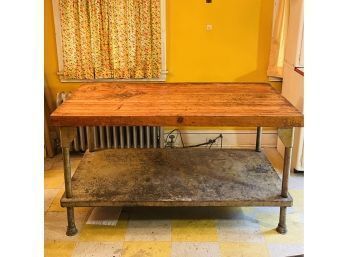 Vintage Industrial Kitchen Work Table Material Steel And Wood (very Heavy) 33'H X 60'W X 30'D  #155