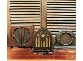 3 Antique Vintage Speakers Features Rare Antique RCA Radiola Model 100-A Loudspeaker And Peerless Speaker #13