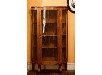 1950S Tiger Oak Empire Bow Front China Cabinet Made By The Shull Furniture Mfg Co - Great Condition #21