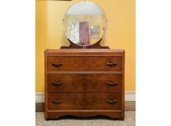 Gorgeous Art Deco Waterfall Dresser With Mirror # 68.5'H With Mirror X 42.5'W 19'D