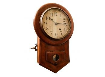 Antique Seth Thomas School House Wall Clock With Key  - Tested And Is In A Good Working Condition #17