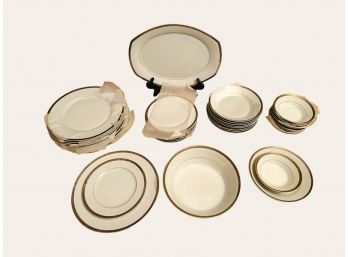 Westbrook Fine Translucent China Gold Trim Dinnerware Total Pieces 38. Were Kept In A Bow Great Condition  #1