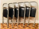 Lot Of 6 Metal W/leather Folding Chairs #68