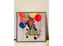 Vintage Needlepoint Clown  Art 20X19.5  And Figurine #117