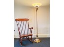 Vintage Wooden Rocking Chair And Beautiful Art Deco Floor Lamp #196