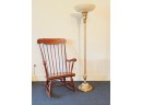 Vintage Wooden Rocking Chair And Beautiful Art Deco Floor Lamp #196