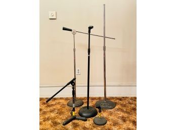Lot Of 5 Professional Microphone Stands Heavy Duty Round Base Stands Atlas, On-Stage And Other  #82