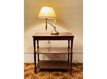 Brand New Solid Brass Retro Style Swing Arm Adjustable Table Lamp And Vintage Wooden Table #74