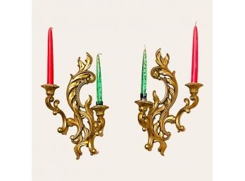 Vintage Syroco Wall Candle Sconces Set Of 2 #75