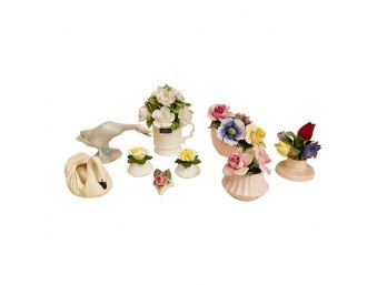 Beautiful Collection Of Vintage Porcelain Flower Bouquets Aynsley, Radnor And  Lladro Goose #61