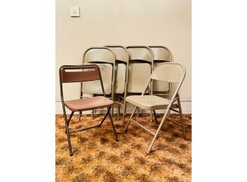 Lot Of 5 Metal And 1 Plastic Folding Chairs #72