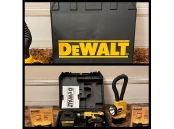 Dewault Cordless Drill W/charger And Case, Dewault Cordless Floodlight And Batteries/charger All Items Work #6
