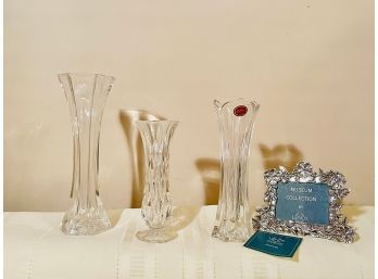 Lead Crystal Vases And Lenox Picture Frame #93