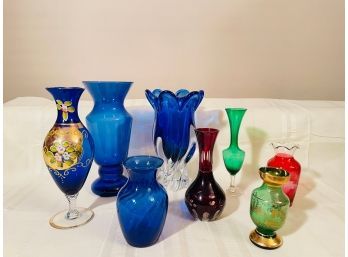 Lot Of Beautiful Colorful Glass Vases #104