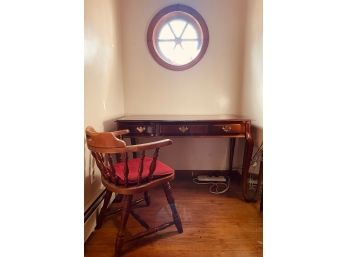 Queen Ann Style Desk And Vintage Captain Chair #58