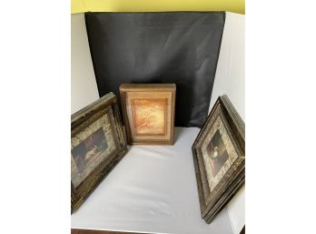 Lot Includes Lucid Lines Print On Glass 1976 And Two Vintage Framed Pictures