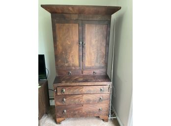 Antique Secretary Desk & Bookcase With The Flip Open Writing Surface.