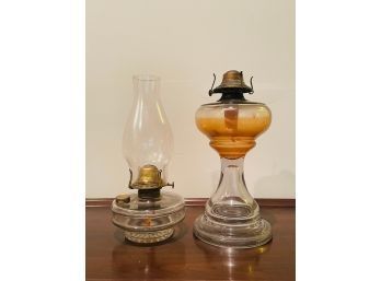 2 Vintage Glass Oil Lamps #8