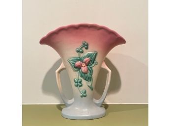 Hull Pottery Pink And Blue Two-Handled Fan Vase #37